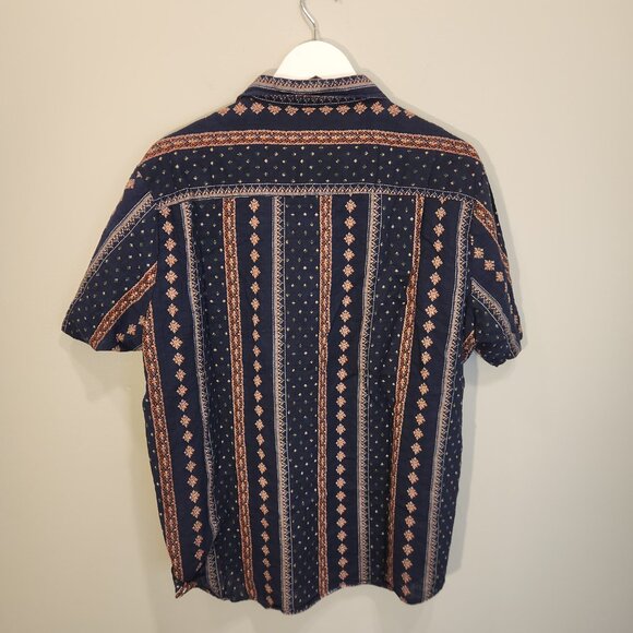 VATPAVE Mens Western Print Shirts Short Sleeve Button Down Beach Shirts - Size L - Picture 2 of 7